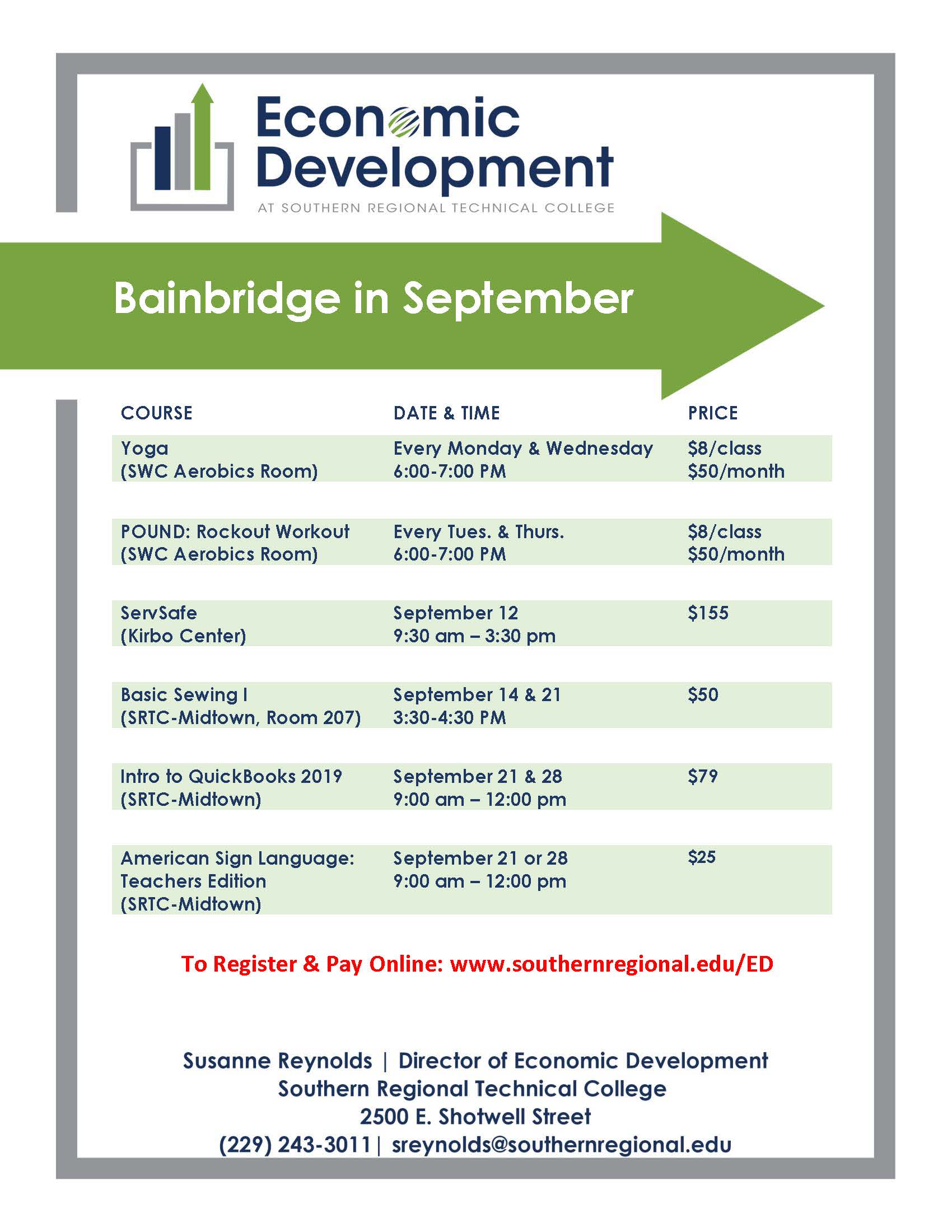 Bainbridge September Course Schedule